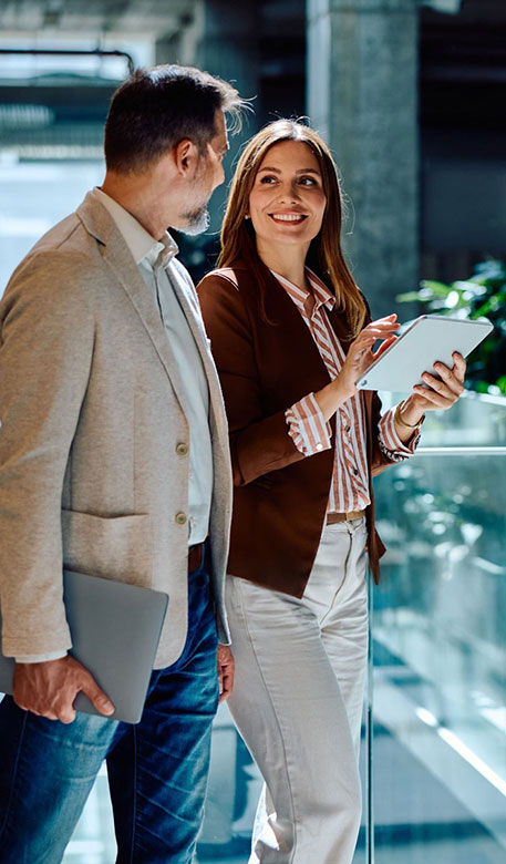 Professionals discussing technology strategy