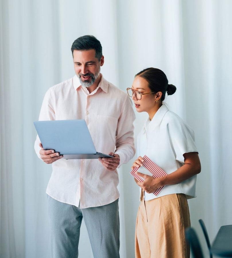 ALT consultant reviewing technology decisions with a law firm administrator